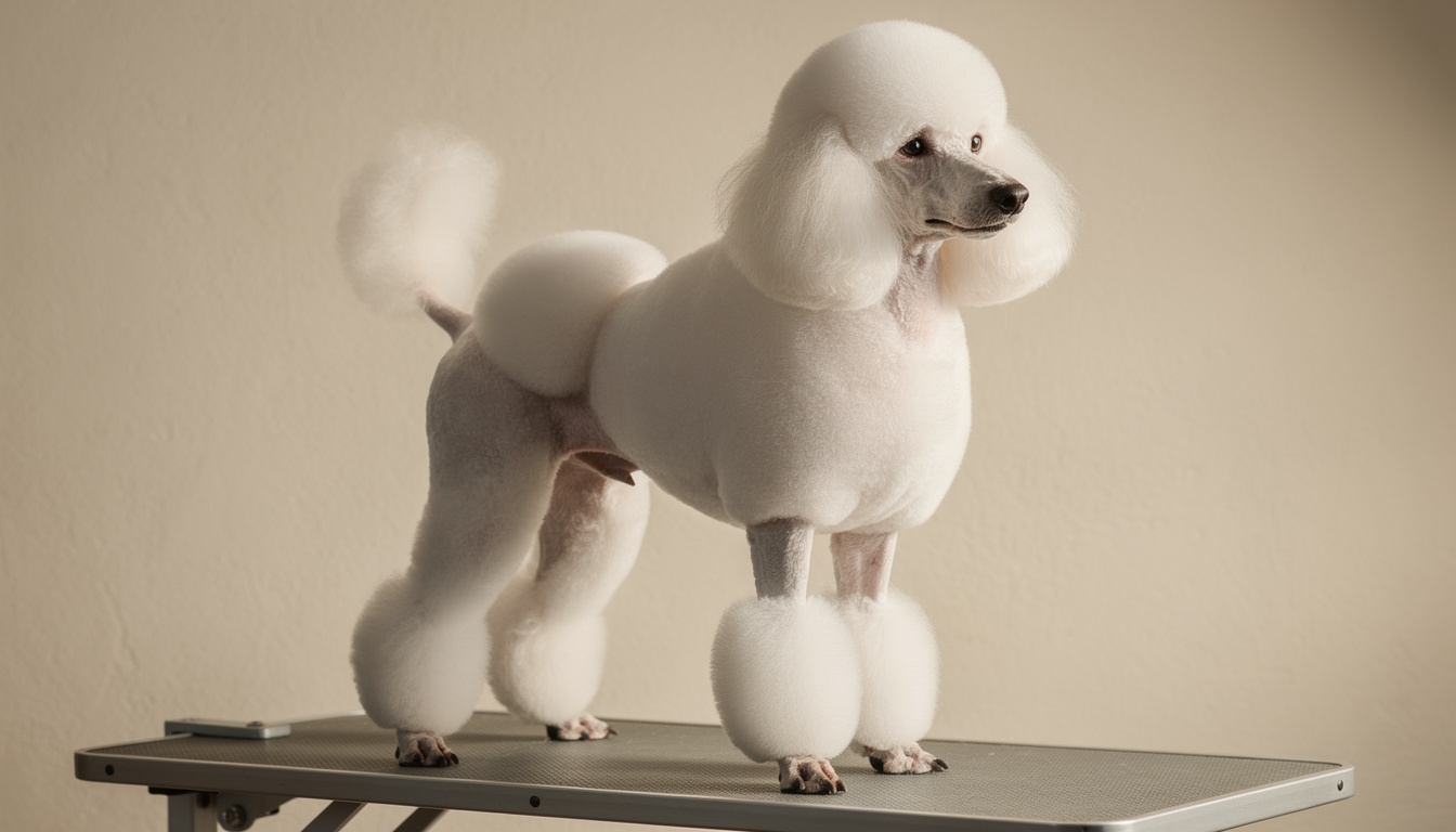 Pudel po strzyżeniu breed-specific w salonie QXZR