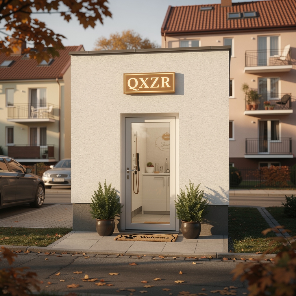 Wejście do salonu groomerskiego QXZR w Szczecinie